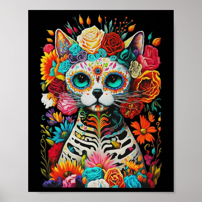 Socker Skull Cat de Los Muertos La Catrina Day of  Poster (Framsidan)
