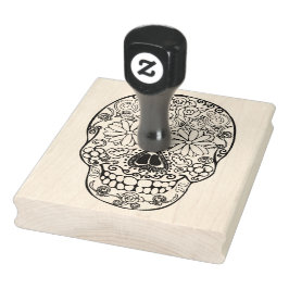 Socker Skull, Day of the dead, 4" x 5" Rubber Frim Stämpel