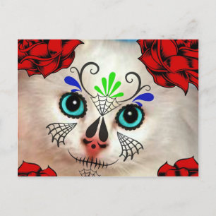 SOCKER SKULL DAY OF THE DEAD CAT KATTUNGE VYKORT