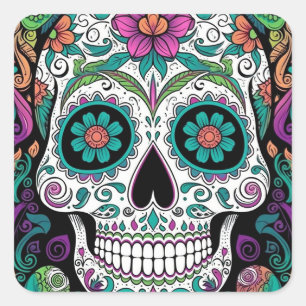 Socker Skull Day of the dead Fyrkantigt Klistermärke