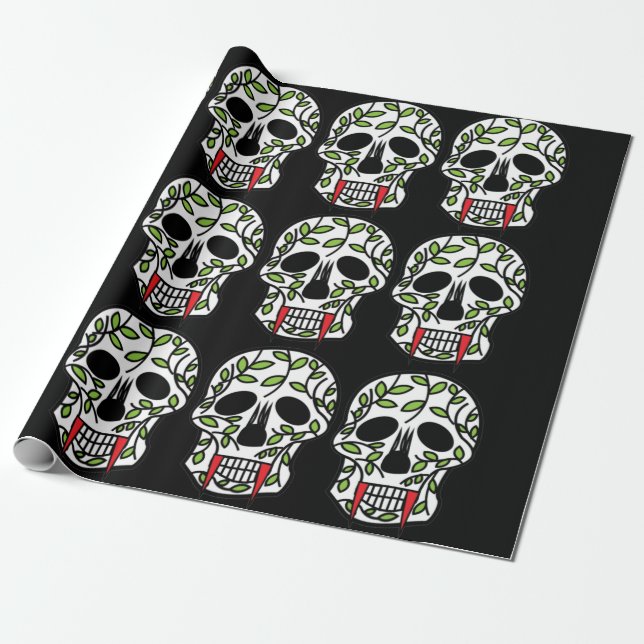Socker Skull Day of the dead Halloween fest Presentpapper (Utrullad)