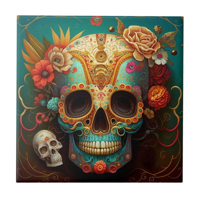 Socker Skull Day of the dead Kakelplatta (Framsidan)