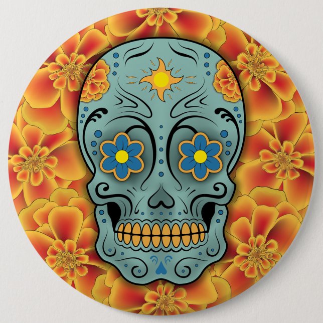Socker Skull - Day of the dead (Marigold) Knapp (Framsida)