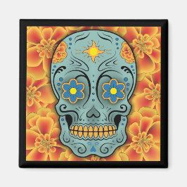Socker Skull - Day of the dead (Marigold) Magnet