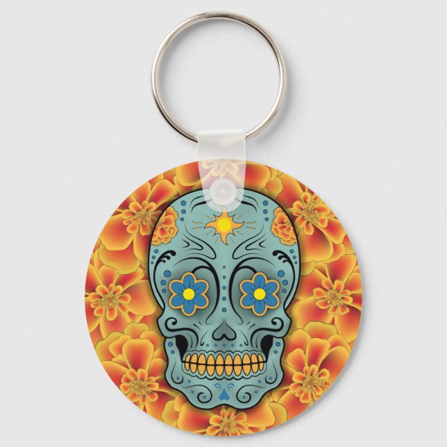 Socker Skull - Day of the dead (Marigold) Nyckelring (Framsida)