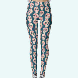 Socker Skull Day of the dead Mörk grönt Leggings
