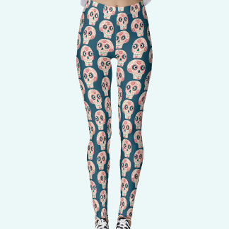 Socker Skull Day of the dead Mörk grönt Leggings