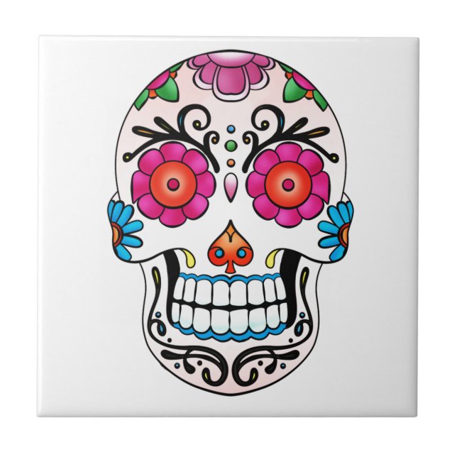 Socker Skull - Day of the dead, Tatto, Mexiko Kakelplatta (Framsidan)