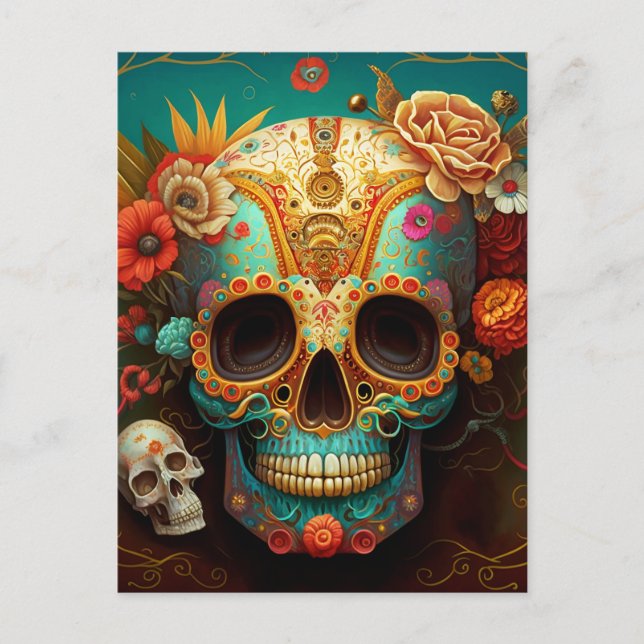 Socker Skull Day of the dead Vykort (Framsida)