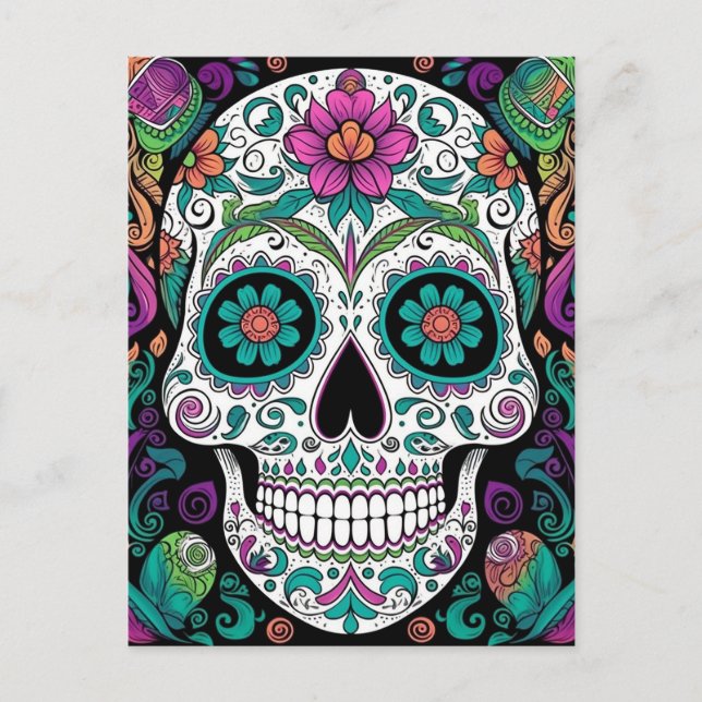 Socker Skull Day of the dead Vykort (Framsida)