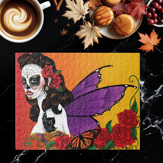 Socker SKull Fairy Sunset Pussel (Skapare uppladdad)