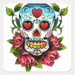 Socker Skull Fyrkantigt Klistermärke
