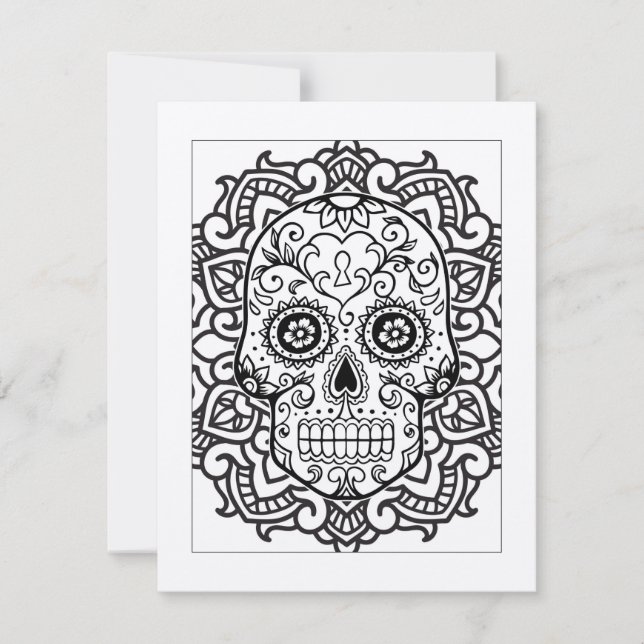 Socker Skull Halloween Färg-in-vykort Tack Kort (Framsida)