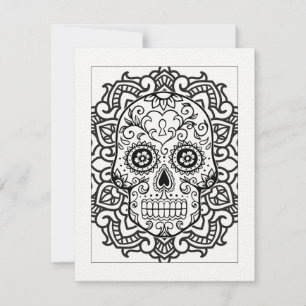 Socker Skull Halloween Färg-in-vykort Tack Kort