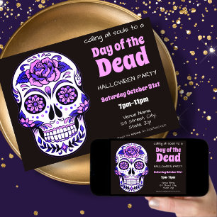 Socker Skull Inbjudan till Day of the dead Hallo