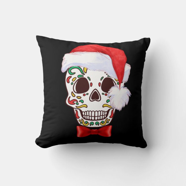 Socker Skull Julfyllning med Santa Hat Kudde (Framsida)