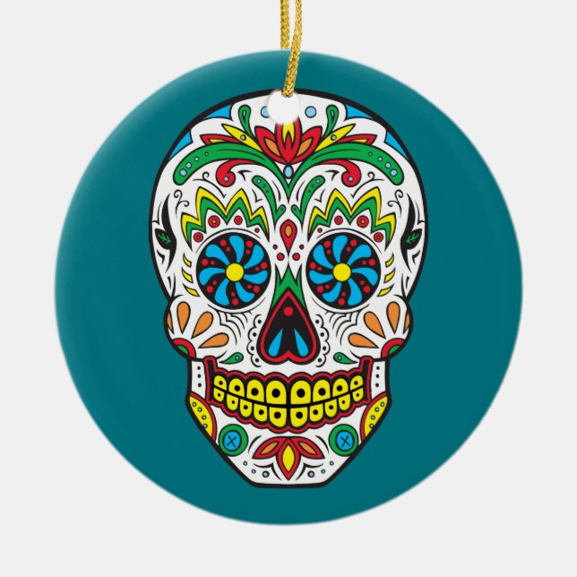 Socker Skull Julgransprydnad Keramik (Framsidan)