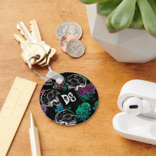 Socker Skull Lila Ro Mörk Royal Grunge Glam Nyckelring