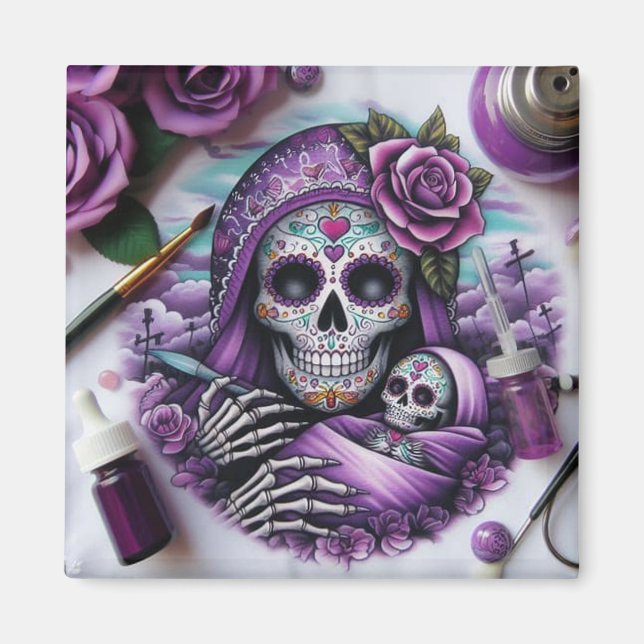 Socker Skull Mamma och Baby Magnet (Framsidan)