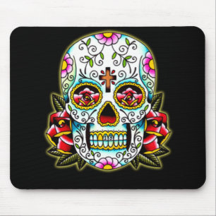 Socker Skull med blommor Musmatta