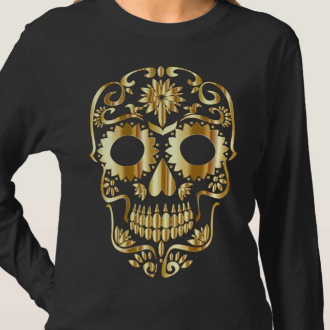 Socker Skull, mexikanskt kulturkonst i Day of the  T Shirt (Skapare uppladdad)