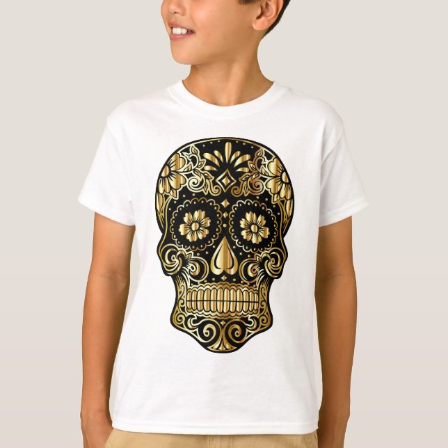 Socker Skull, mexikanskt kulturkonst i Day of the  T Shirt (Framsida)