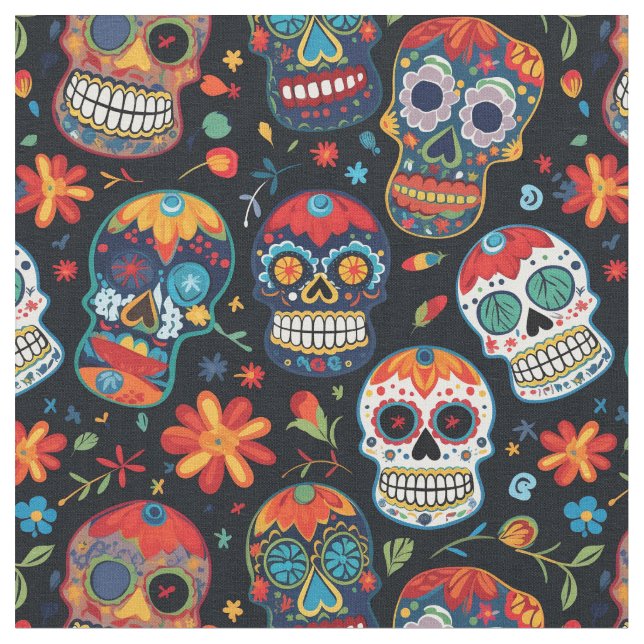 Socker Skull Mönster-sömlös Day of the dead Tyg (Närbild)