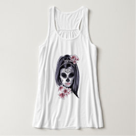 Socker Skull och Lilies Linne Med Racerback