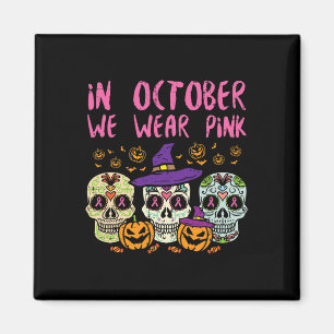 Socker Skull Oktober Rosa Breast Cancer Awareness Magnet