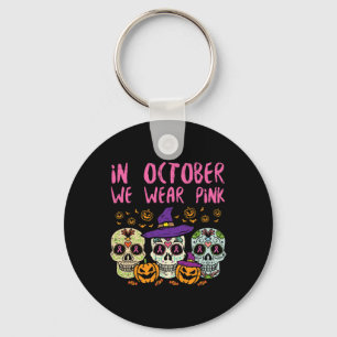 Socker Skull Oktober Rosa Breast Cancer Awareness  Nyckelring