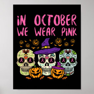 Socker Skull Oktober Rosa Breast Cancer Awareness  Poster