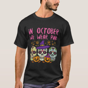 Socker Skull Oktober Rosa Breast Cancer Awareness T Shirt