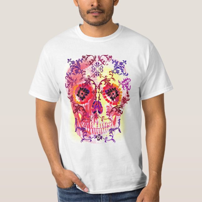 SOCKER SKULL PSYCHEDELIC-TRYCK TEE SHIRT (Framsida)