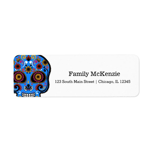 Socker Skull Returadress Etikett (Framsidan)