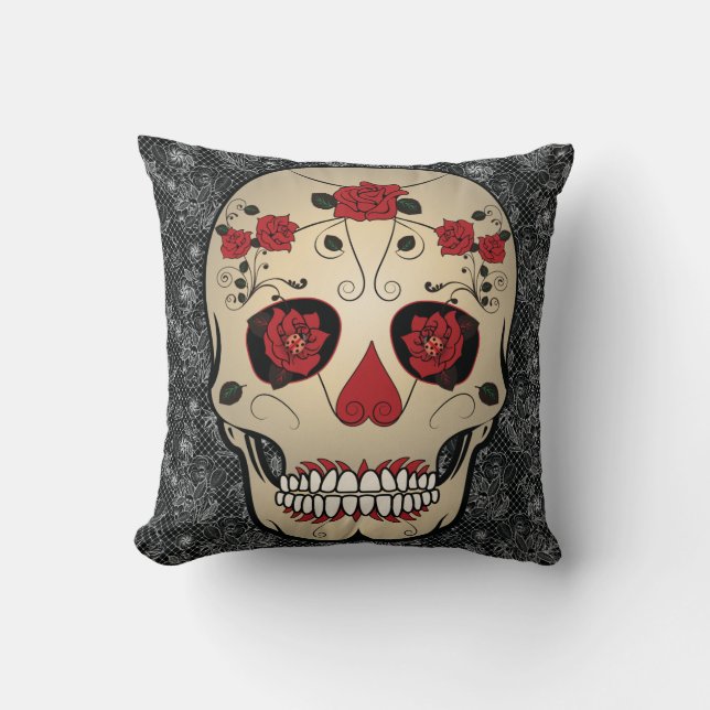 Socker Skull Ro Day of the dead Dekorativ kudde (Framsida)