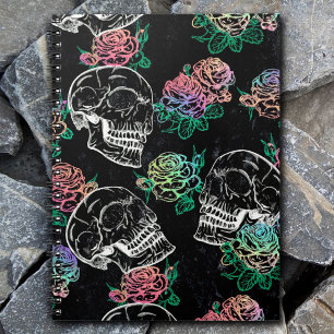 Socker Skull Rosa ros Girly Gothic Grunge Glam Anteckningsbok