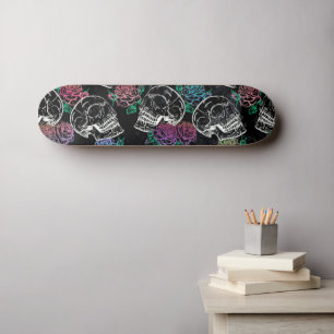 Socker Skull Rosa ros Girly Gothic Grunge Glam Mini Skateboard Bräda 18,5 Cm