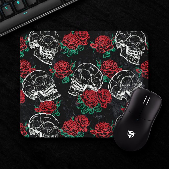 Socker Skull Rosa ros | Girly Gothic Grunge Glam Musmatta (Skapare uppladdad)