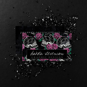Socker Skull Rosa ros Girly Gothic Grunge Glam Visitkort