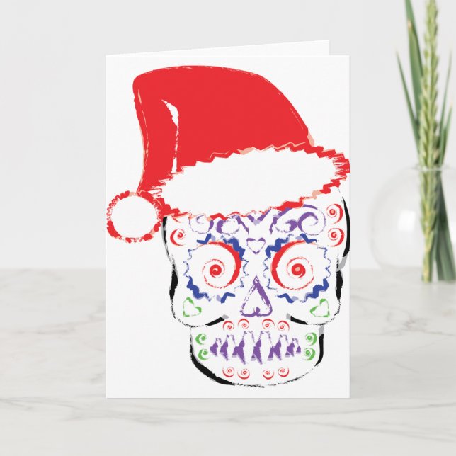 Socker Skull Santa Helgkort (Framsida)