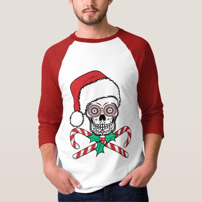 Socker Skull Santa T Shirt (Framsida)