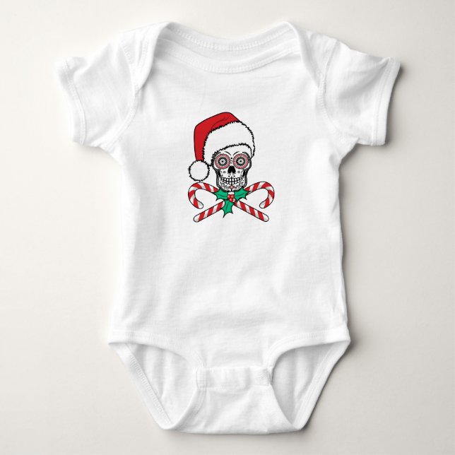 Socker Skull Santa T Shirt (Framsida)