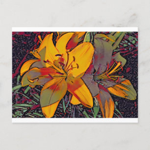 Socker Skull Tiger Lilies Vykort