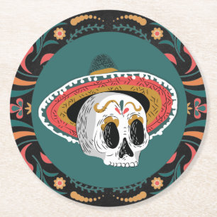 Socker Skull Underlägg Papper Rund