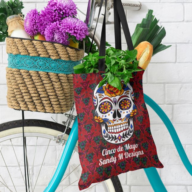 Socker Skullcinco de Mayo Add Namn All-over-Print Tygkasse (Sugar Skull Cinco de Mayo Add Name All-Over-Print Tote Bag)