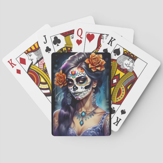 Socker Skullkonst - Ansikte i festivalen Casinokort (Baksidan)