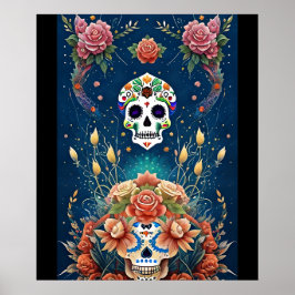 Socker Skullkonst - Helgdag Dia de los Muertos Poster