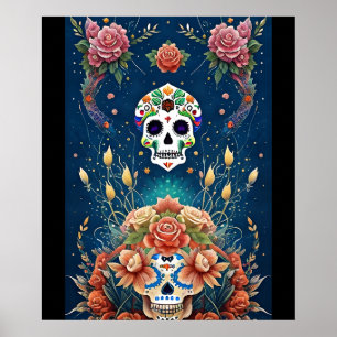 Socker Skullkonst - Helgdag Dia de los Muertos Poster