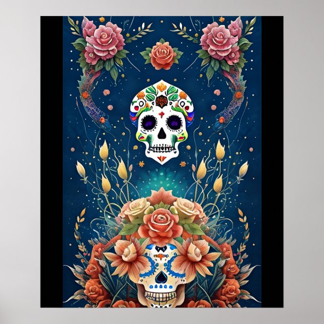 Socker Skullkonst - Helgdag Dia de los Muertos Poster (Framsidan)
