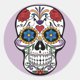 Socker Skullsticker Lila-Day of the dead Runt Klistermärke